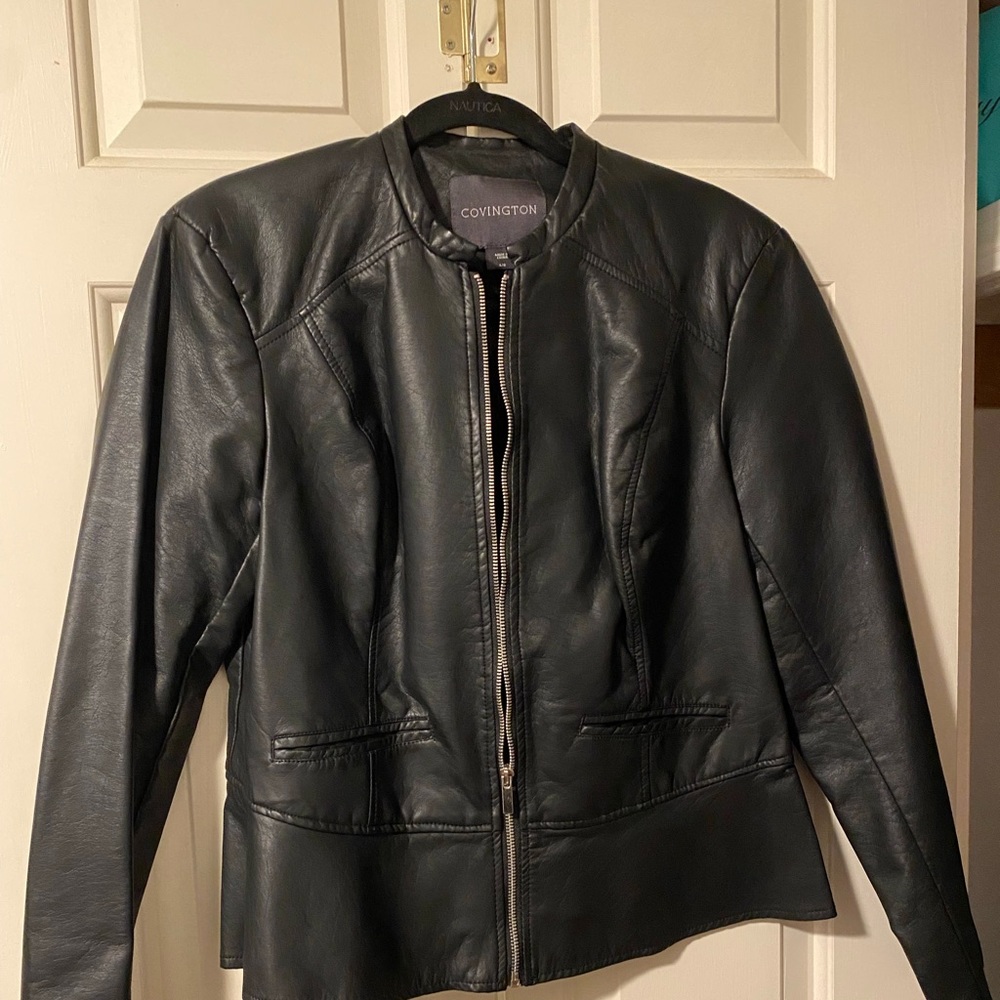 Women’s black faux leather jacket